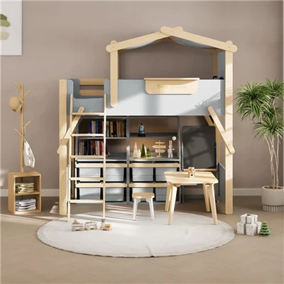 تخت دو طبقه با پله برای کودکان